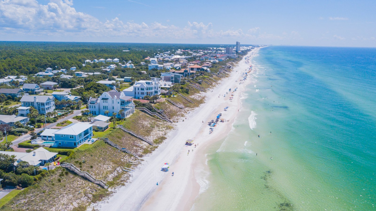 Beach view with blue-green water